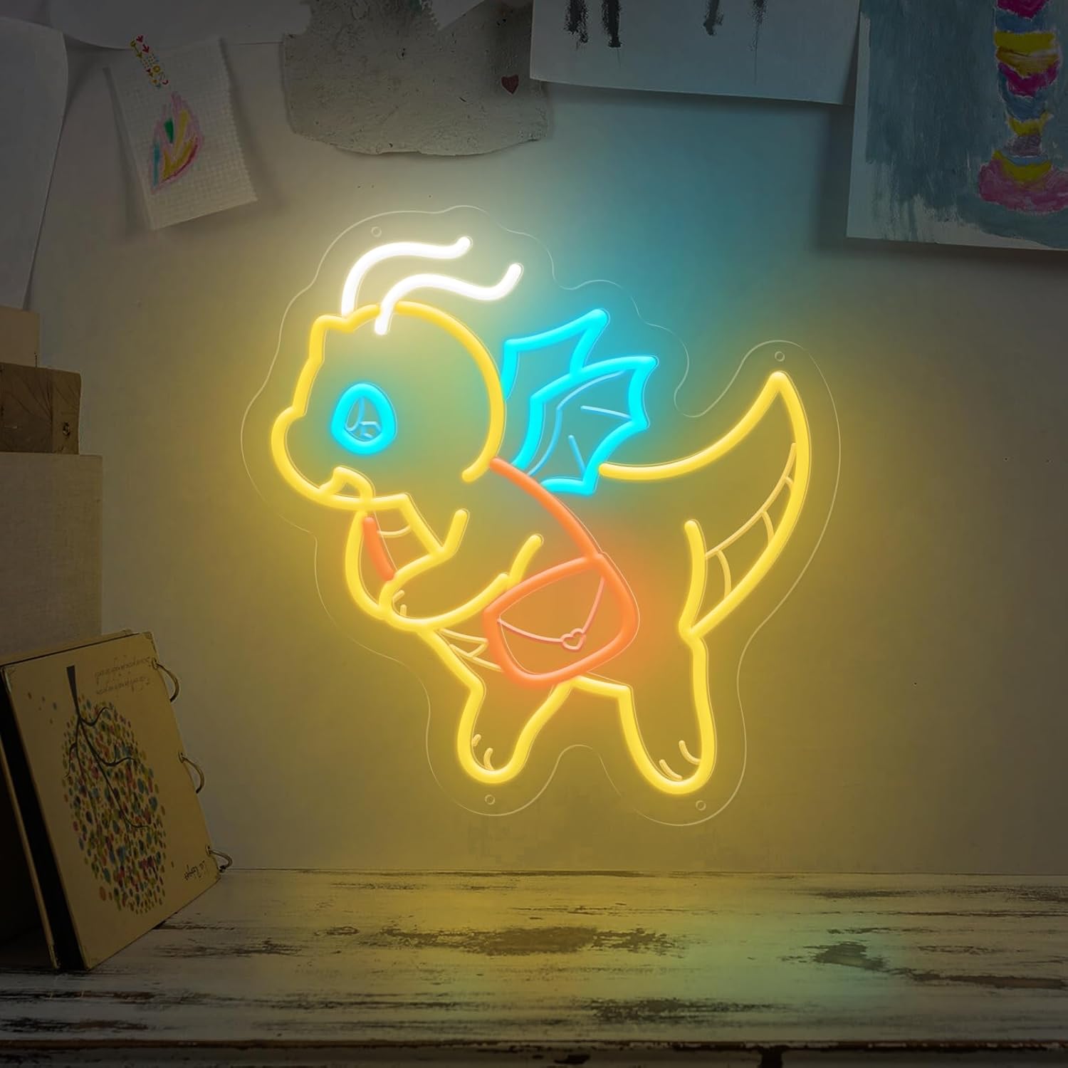 Kids Outdoor Ideas - USB Kısılabilir Sevimli Dinozor Neon Işık