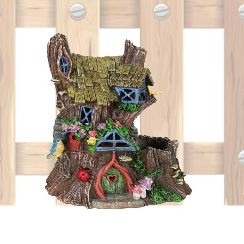 Kids Outdoor Fairy Garden - Ağaç yüzleri dekor açık Mini ahşap