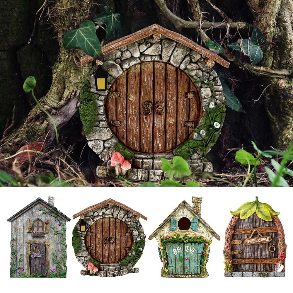 Kids Outdoor Fairy Garden - Oymalı Tasarım Ahşap Minyatür Peri Cüce