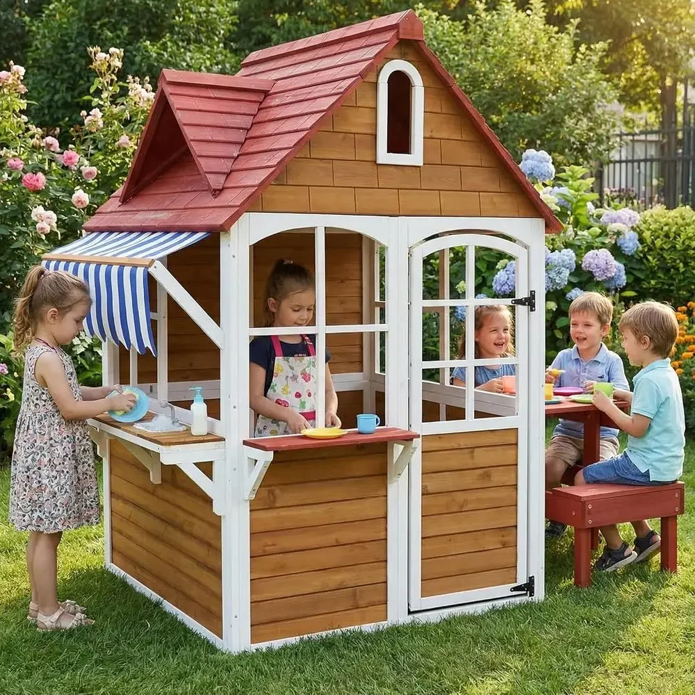 Kids Outdoor Sink - Büyük Ahşap Dış Mekan Çocuk Oyun