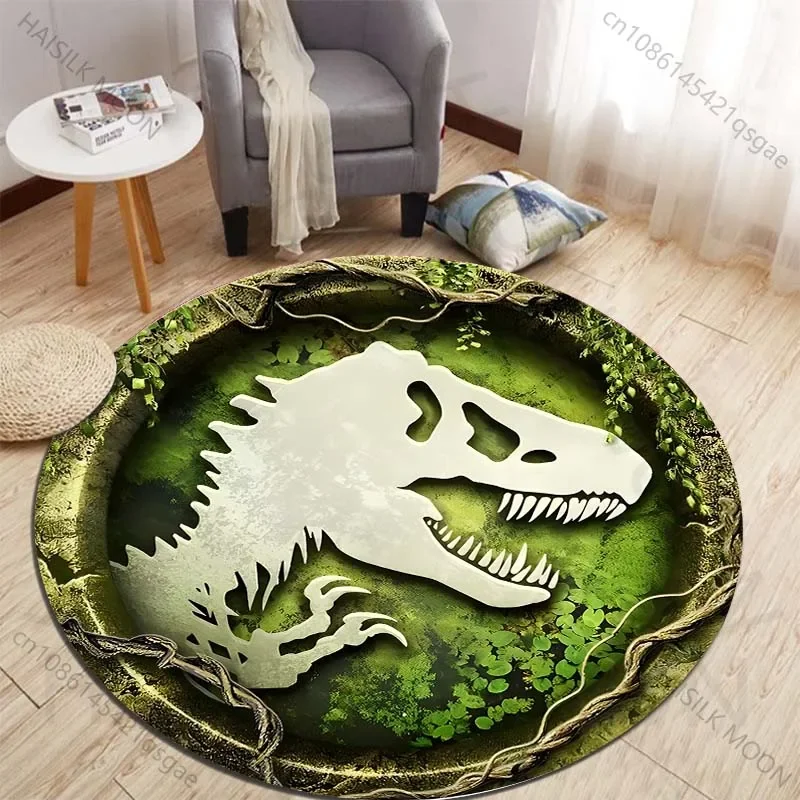 Kids Outdoor Mat Waterproof - HD 3D Dinozor Baskı Yuvarlak Halılar