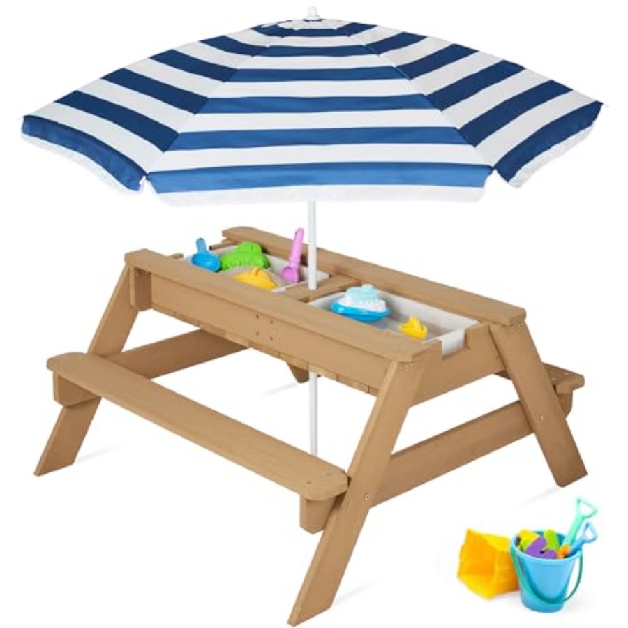 Kids Outdoor Table With Umbrella - Açık hava çocuk piknik masası, şemsiyeli,
