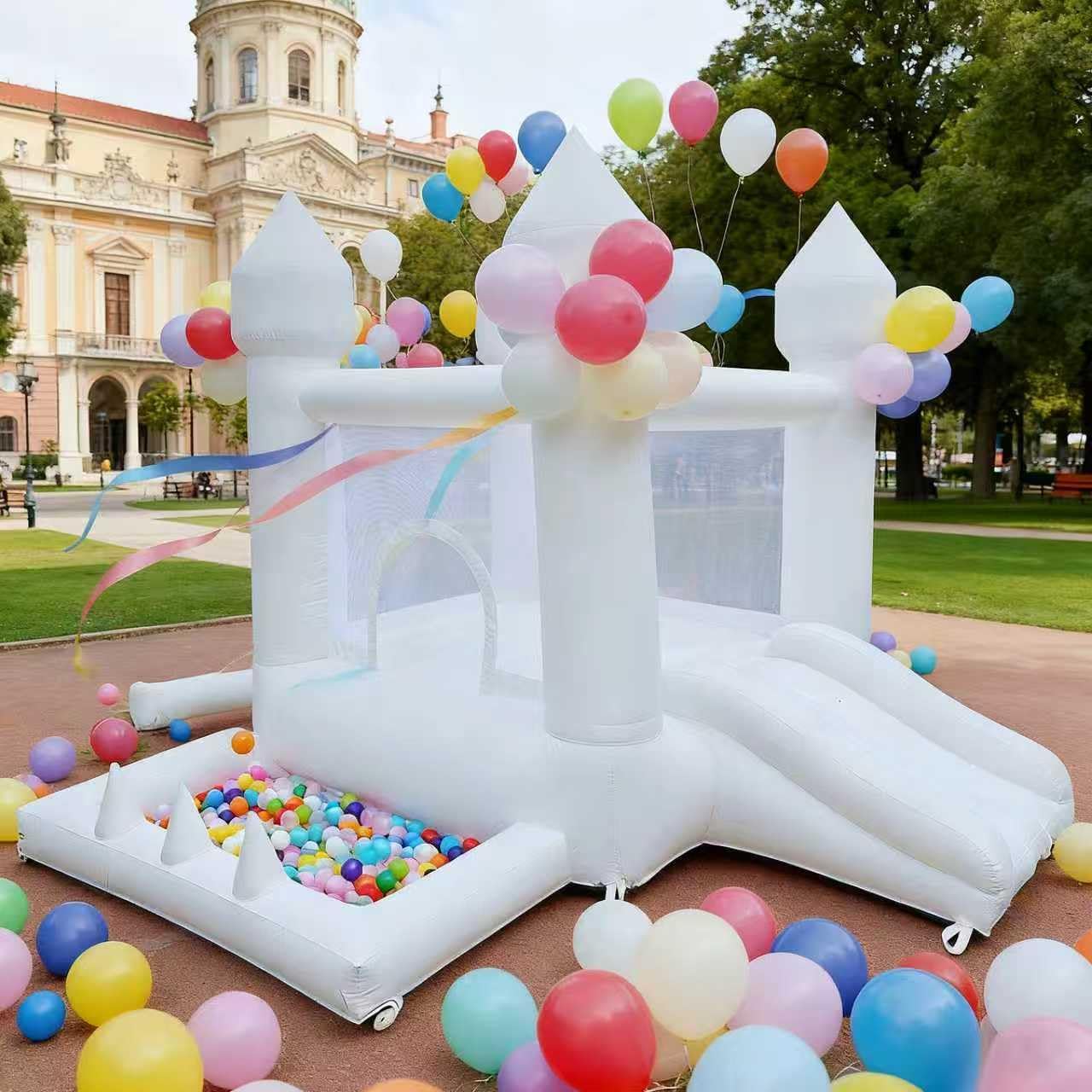 Kids Outdoor Inflatable - Beyaz Zıplama Evi, İç ve Dış