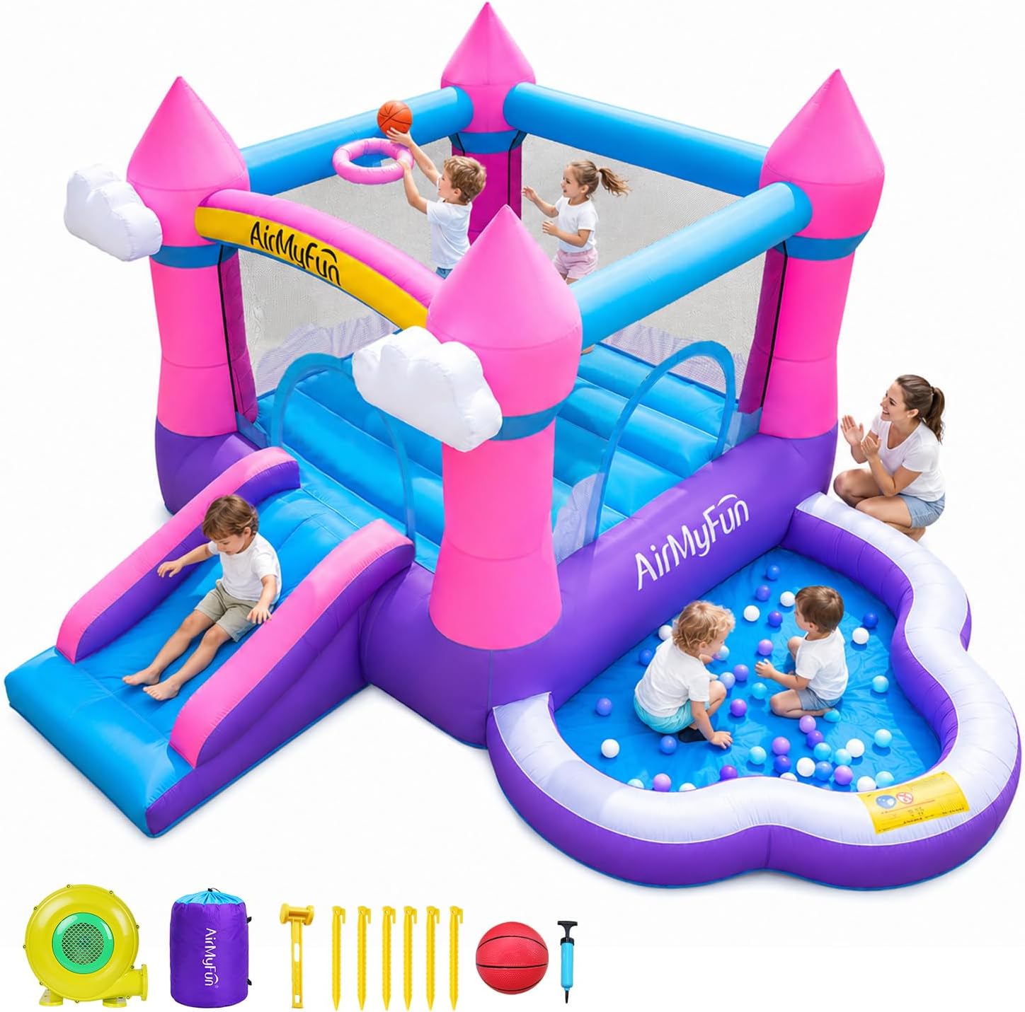 Kids Outdoor Inflatable - 3-8 Yaş Çocuklar İçin Pembe İç/Dış