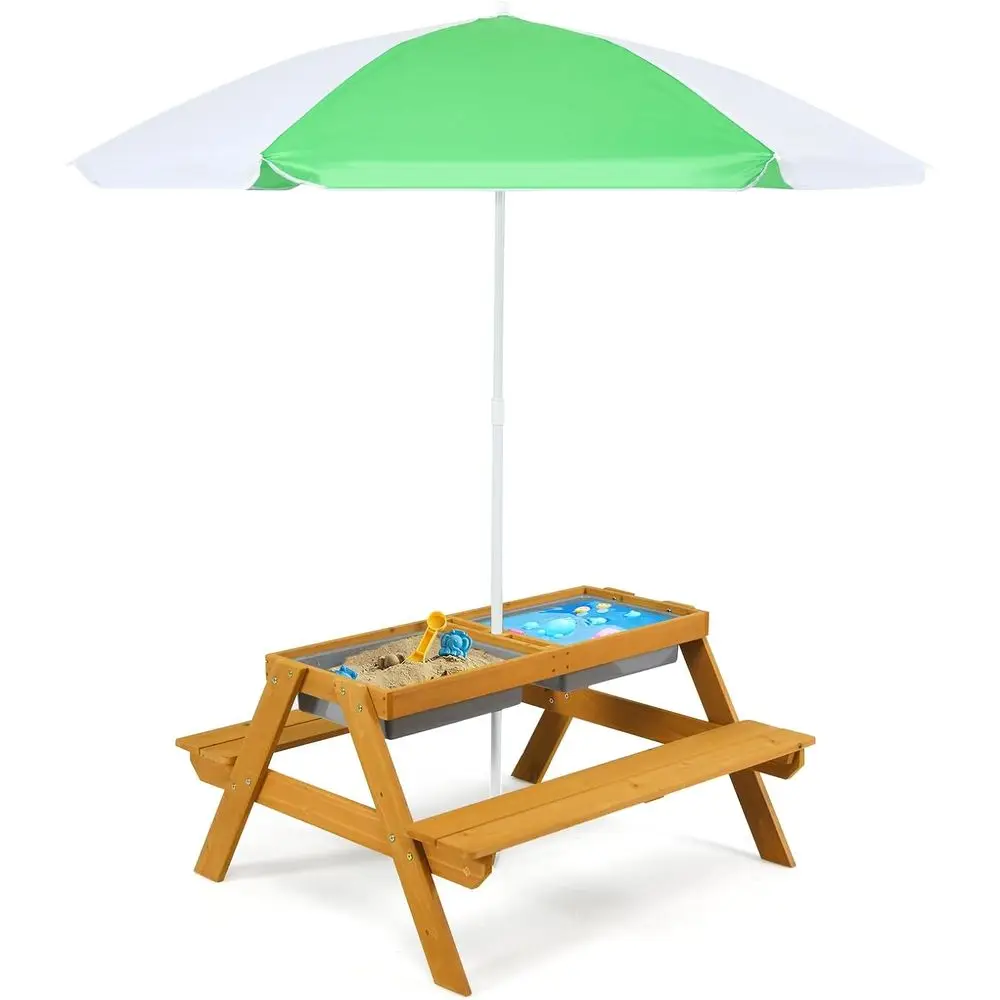 Kids Outdoor Table With Umbrella - 3'ü 1 Arada Yüksekliği Ayarlanabilir Şemsiyeli