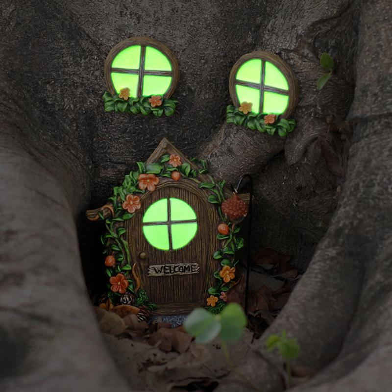 Kids Outdoor Fairy Garden - 5 adet karanlıkta parlayan peri kapı