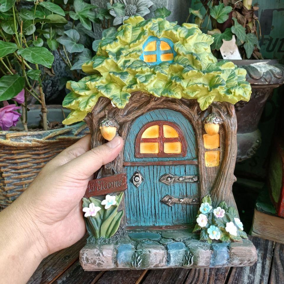 Kids Outdoor Fairy Garden - Ahşap Minyatür Peri Gnome Kazınmış Tasarım