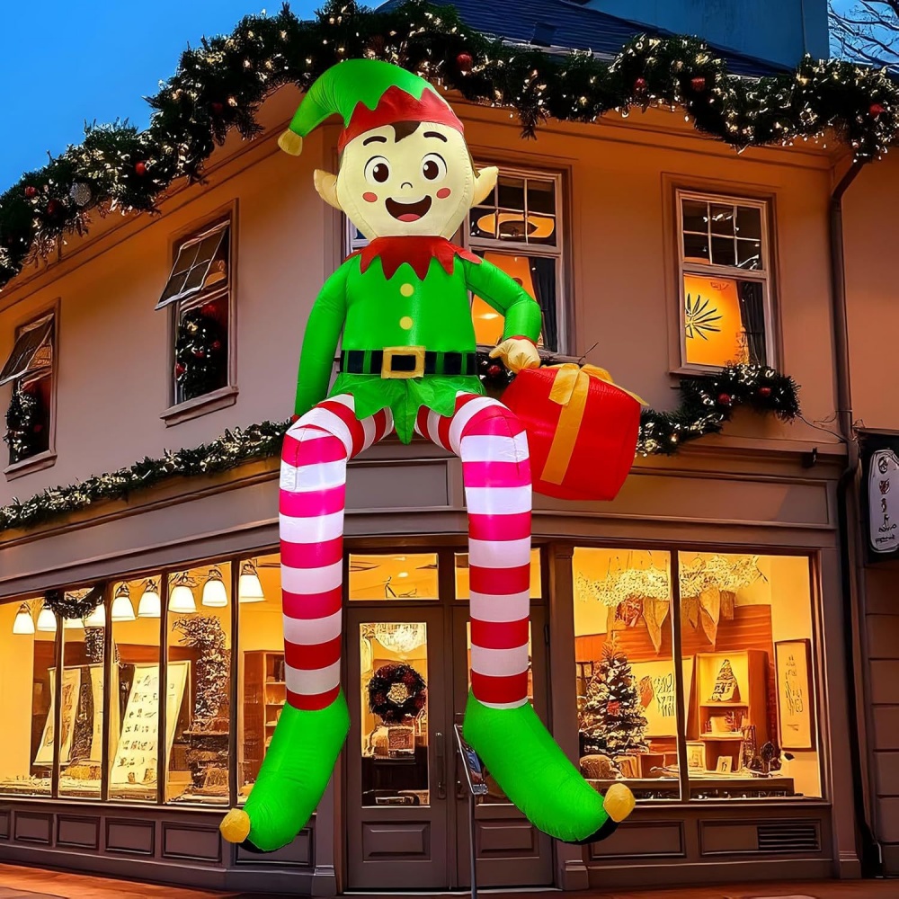 Kids Outdoor Inflatable - 8FT Noel Şişme Oturan Elf Dekorasyon
