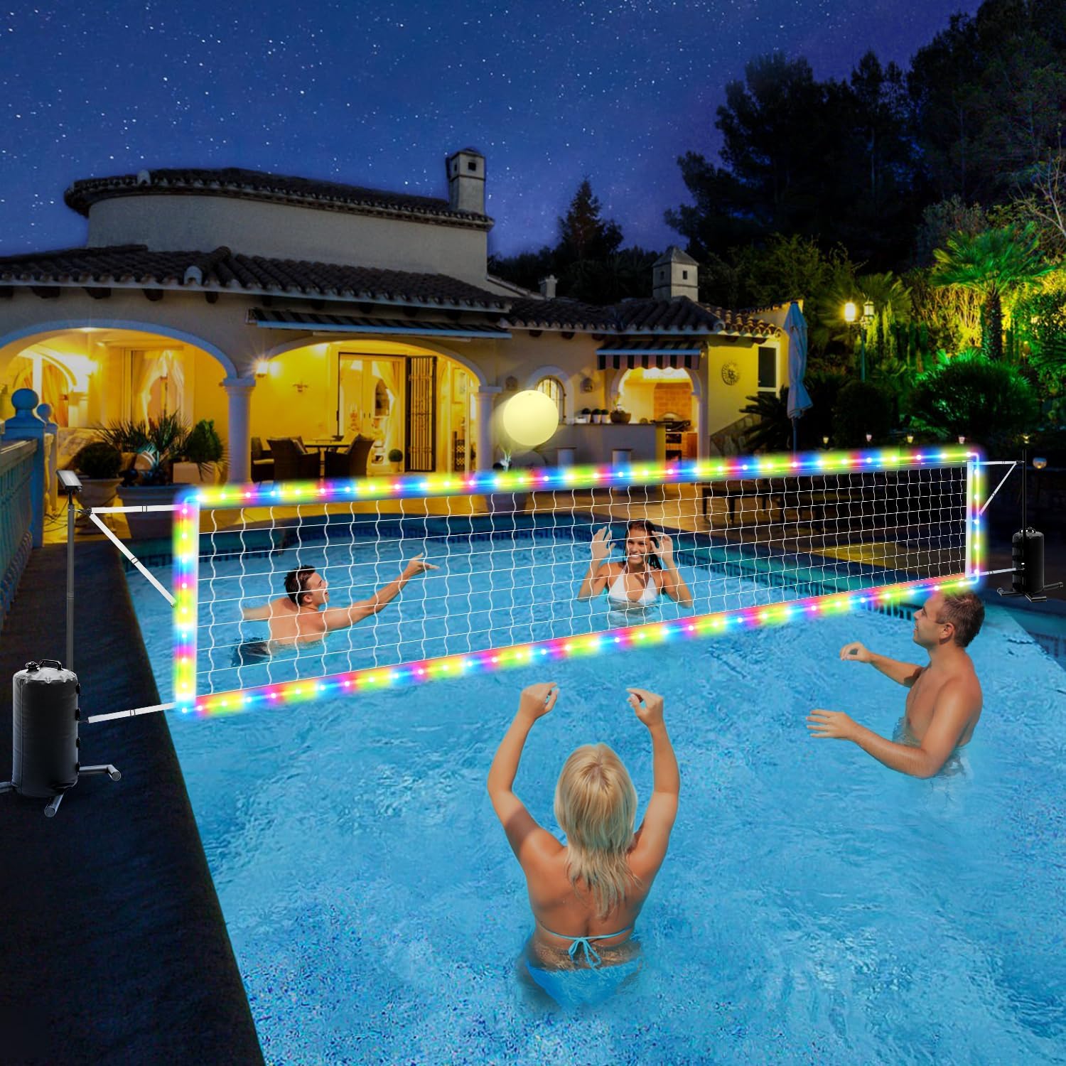 Kids Outdoor Volleyball Net - Güneş Enerjili LED Işıklı, Işıklı Top,