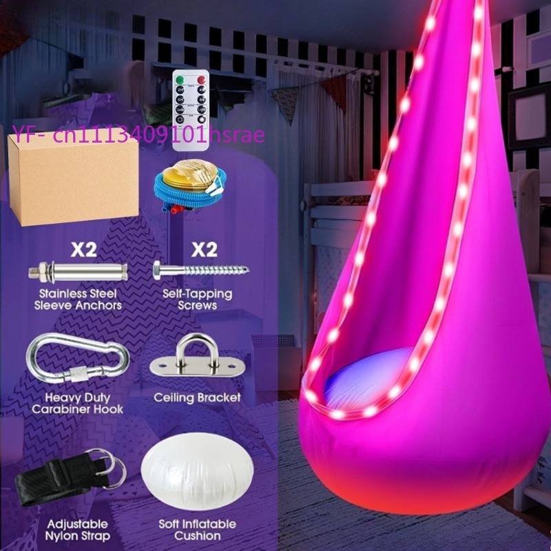 Kids Outdoor Hammock - Parlayan LED'li Şişme Hamak Taşınabilir Peluş
