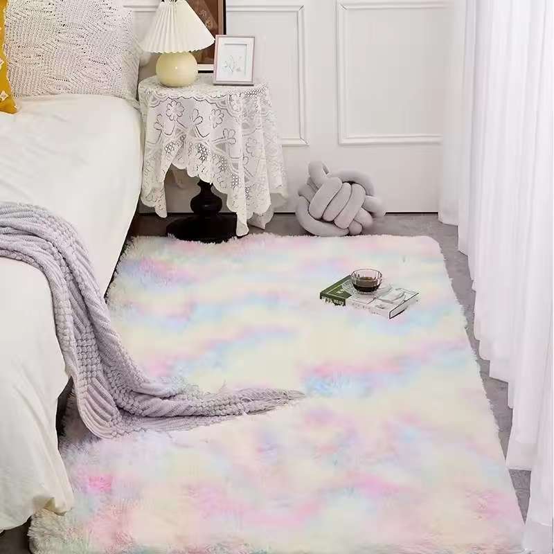 Kids Outdoor Mat Waterproof - VIKAMA Kabarık Peluş Tie-dye Halı Oturma