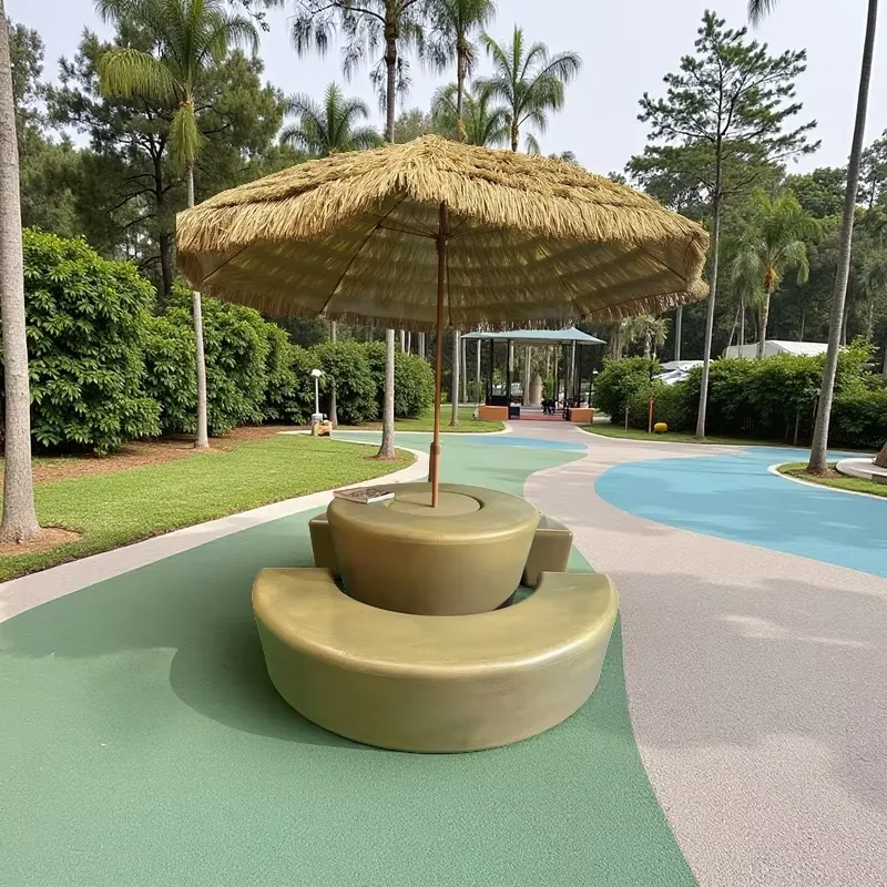 Kids Outdoor Table With Umbrella - Modern Dış Mekan Yuvarlak Masa ve