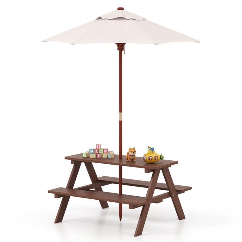 Kids Outdoor Table With Umbrella - Açık Hava 4 Kişilik Çocuk Piknik