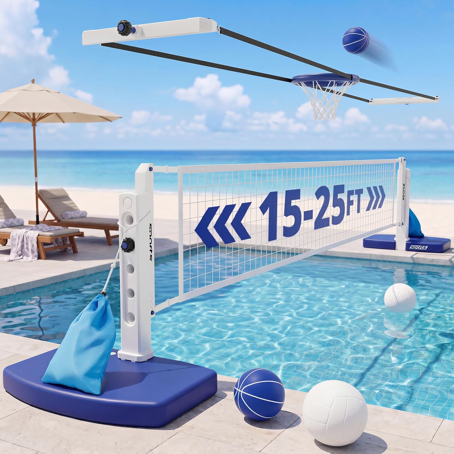 Kids Outdoor Volleyball Net - Yüzme Havuzu Voleybol ve Basketbol Kombinasyon