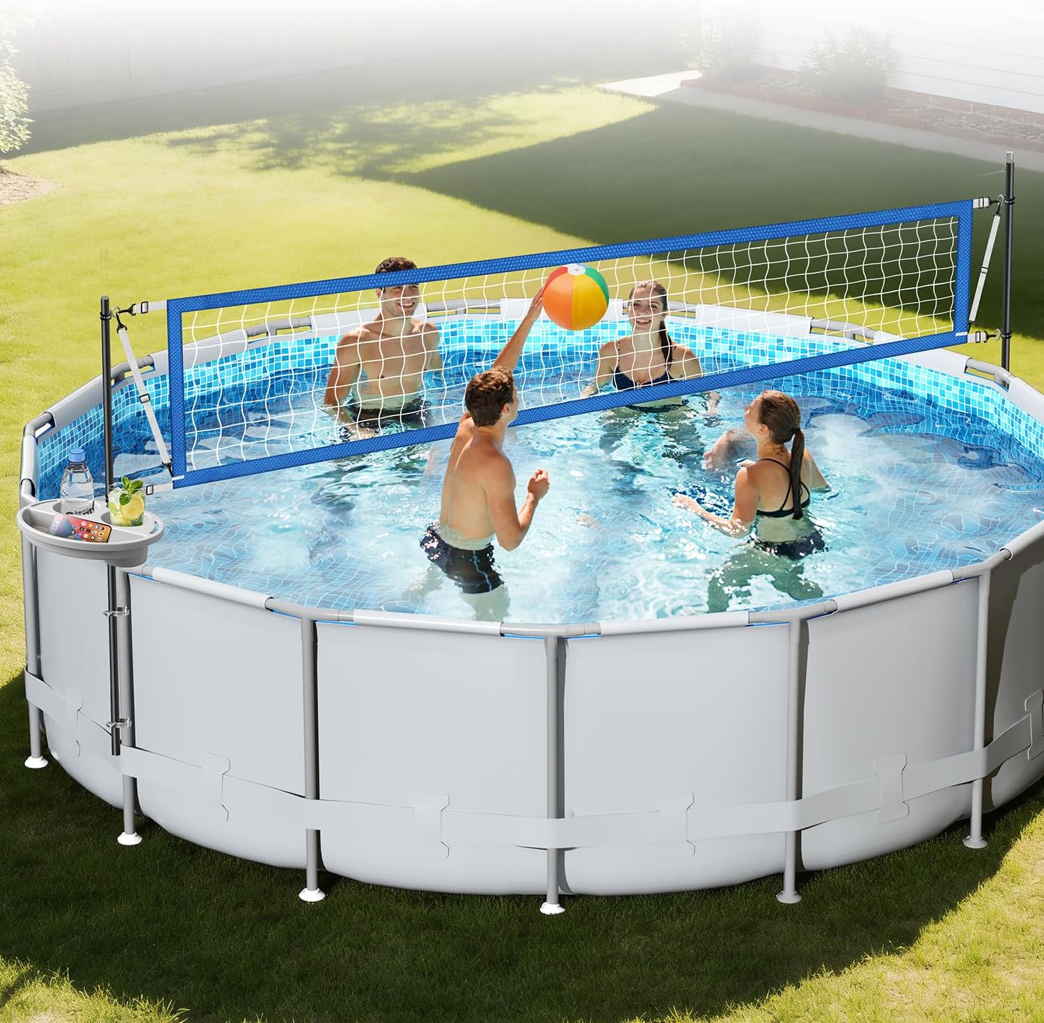 Kids Outdoor Volleyball Net - Yerüstü Havuzları için Depolama Tepsisiyle Birlikte
