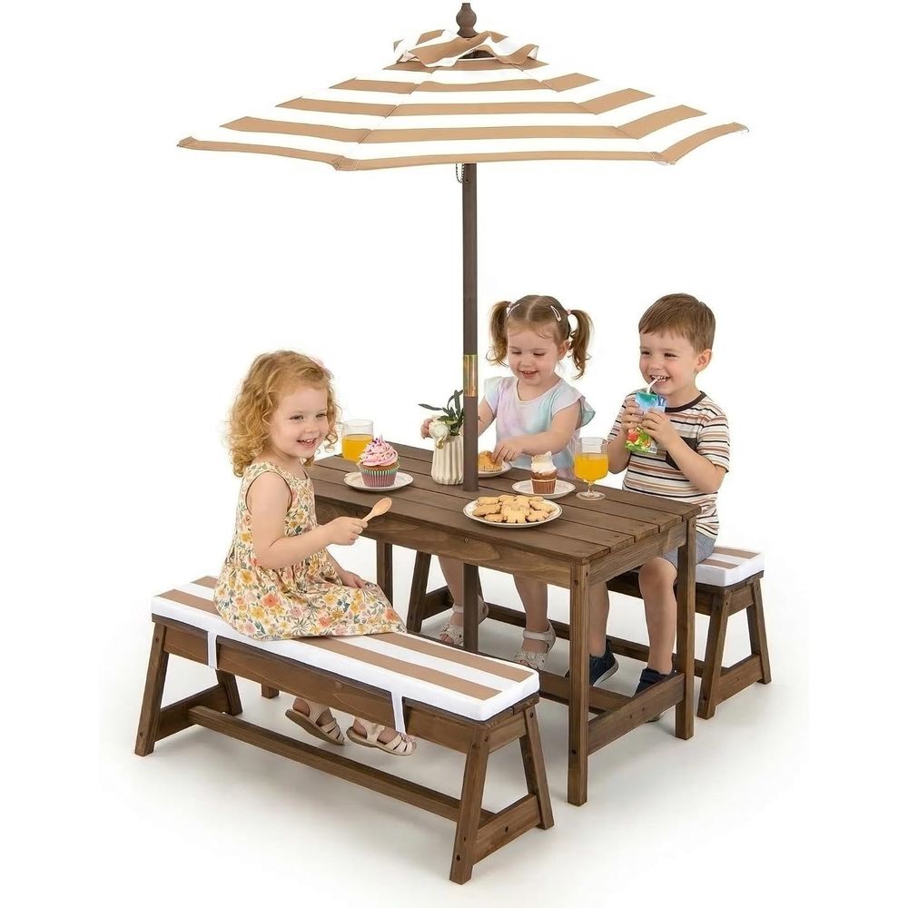 Çocuk Piknik Masası, Küçük Çoc - Kids Outdoor Table And Chairs With Umbrella incelemesi ve fiyatı
