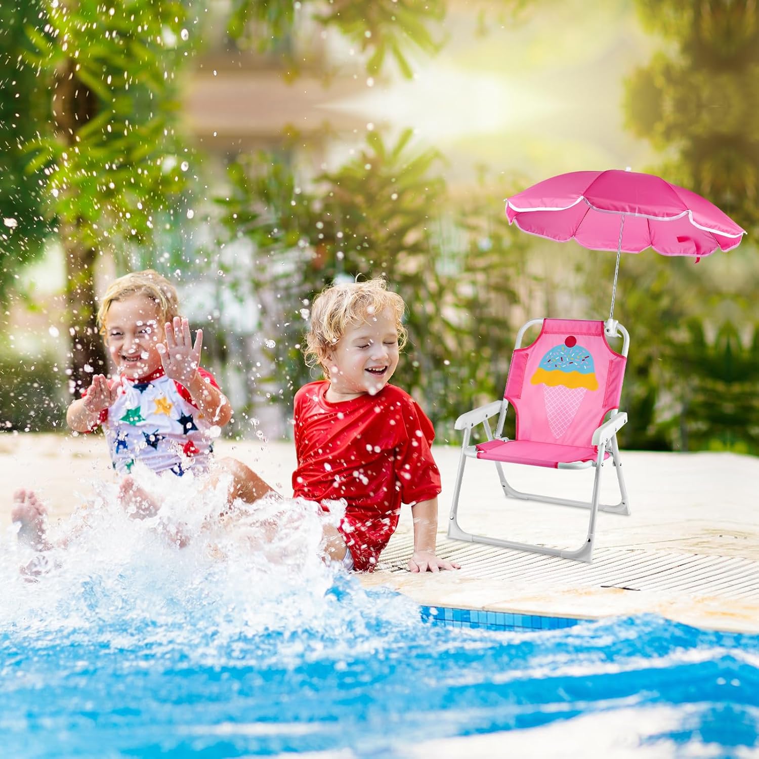 1 takım katlanır plaj sandalye - Kids Outdoor Lounge Chair With Umbrella incelemesi ve fiyatı
