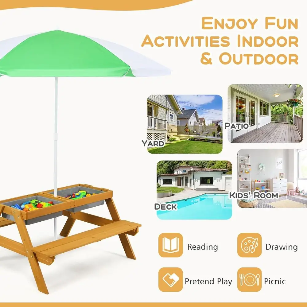 3'ü 1 Arada Yüksekliği Ayarlan - Kids Outdoor Table With Umbrella incelemesi ve fiyatı