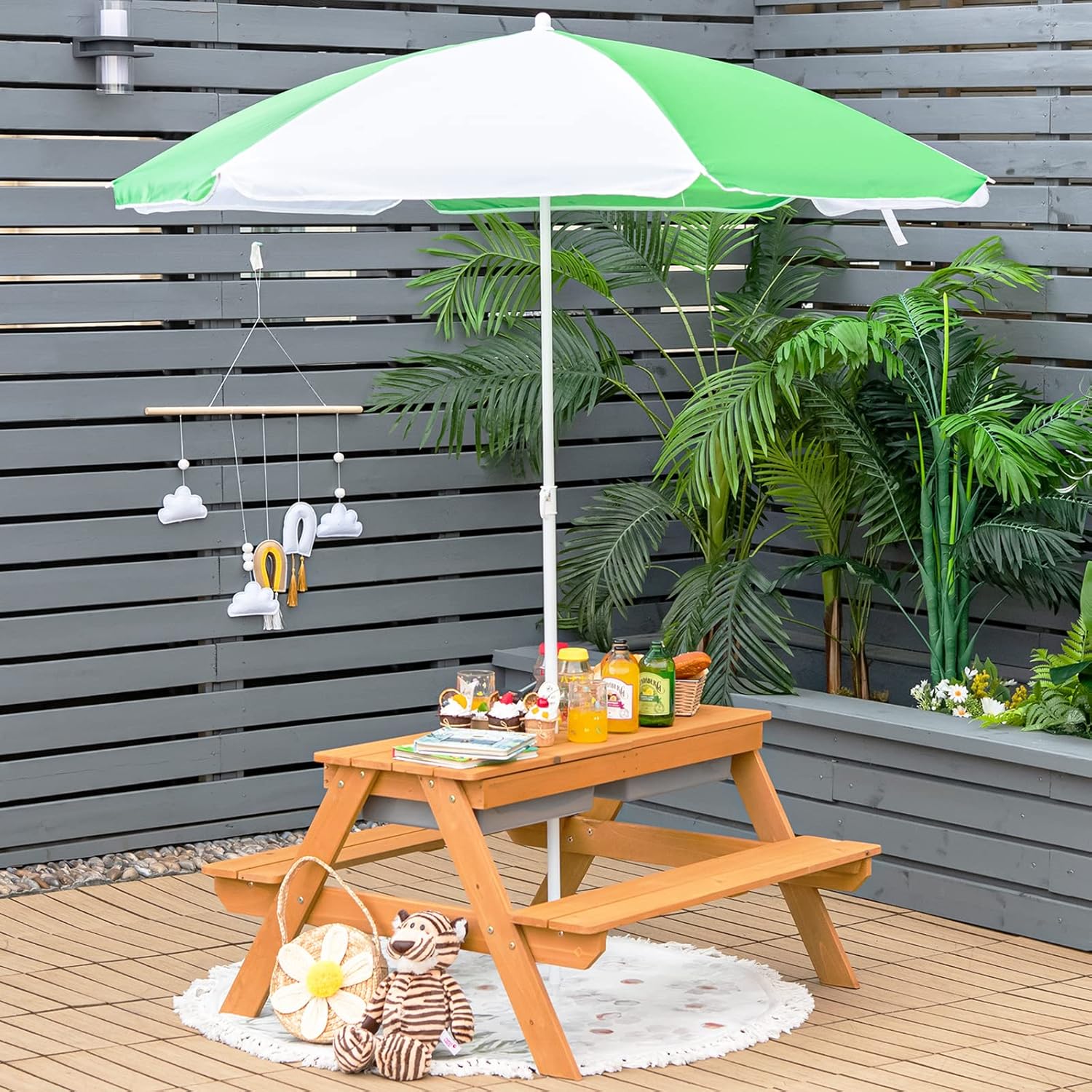 4'ü 1 Arada Sedir Çocuk Piknik - Kids Outdoor Table With Umbrella incelemesi ve fiyatı