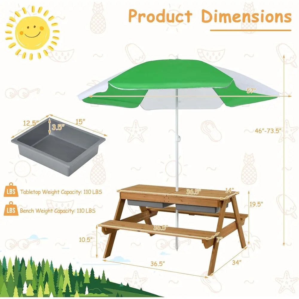 Çocuklar için Çıkarılabilir Ku - Kids Outdoor Table With Umbrella incelemesi ve fiyatı