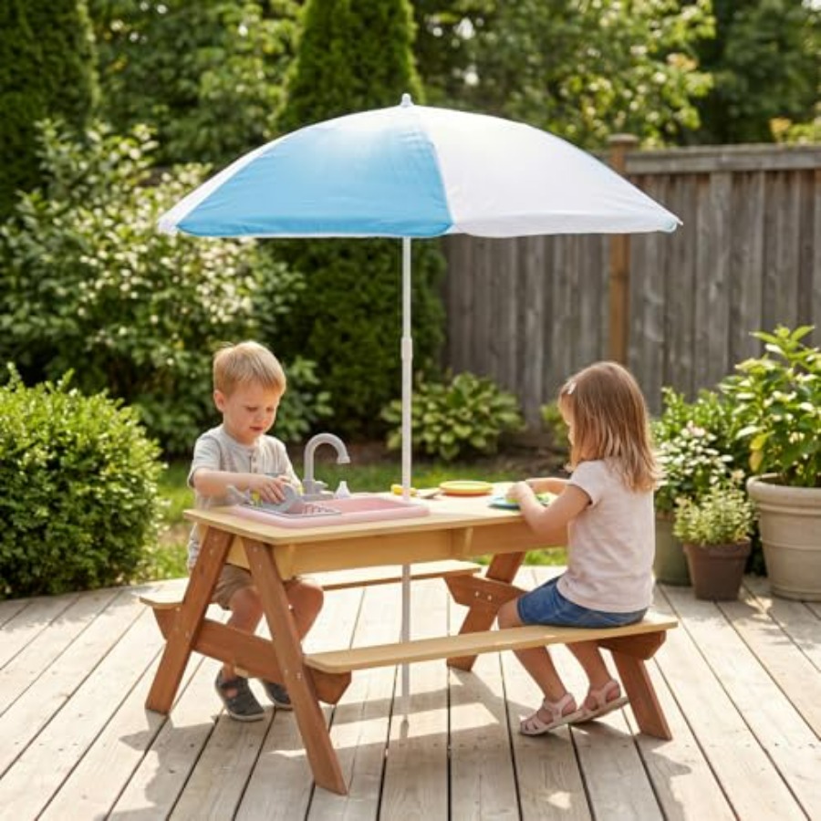 Açık hava çocuk piknik masası, - Kids Outdoor Table With Umbrella incelemesi ve fiyatı