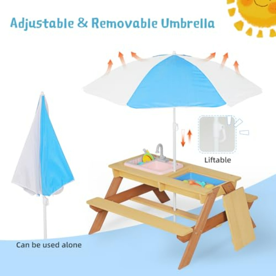 Açık hava çocuk piknik masası, - Kids Outdoor Table With Umbrella incelemesi ve fiyatı