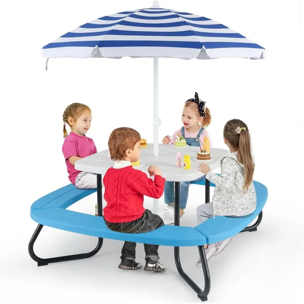 8 Kişilik Çocuk Piknik Masası, - Kids Outdoor Table With Umbrella incelemesi ve fiyatı