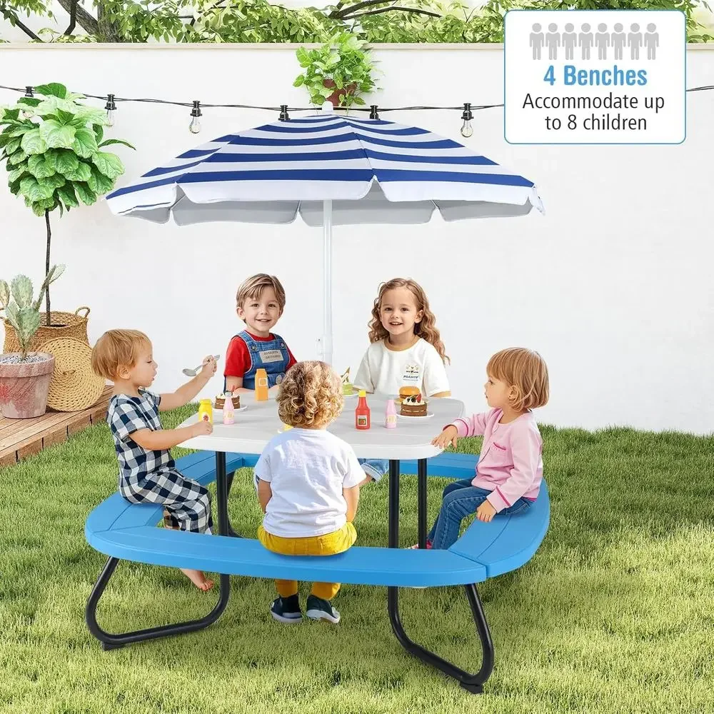 8 Kişilik Çocuk Piknik Masası, - Kids Outdoor Table With Umbrella incelemesi ve fiyatı