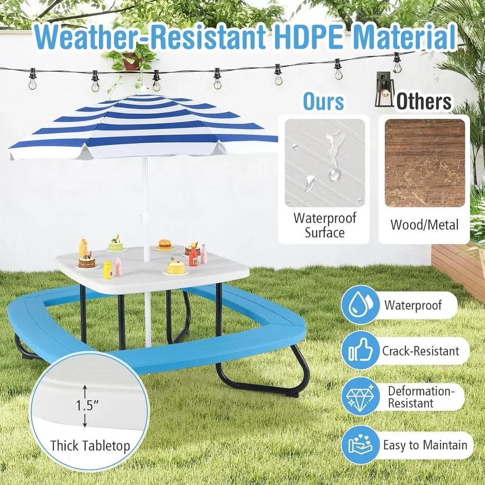 8 Kişilik Çocuk Piknik Masası, - Kids Outdoor Table With Umbrella incelemesi ve fiyatı
