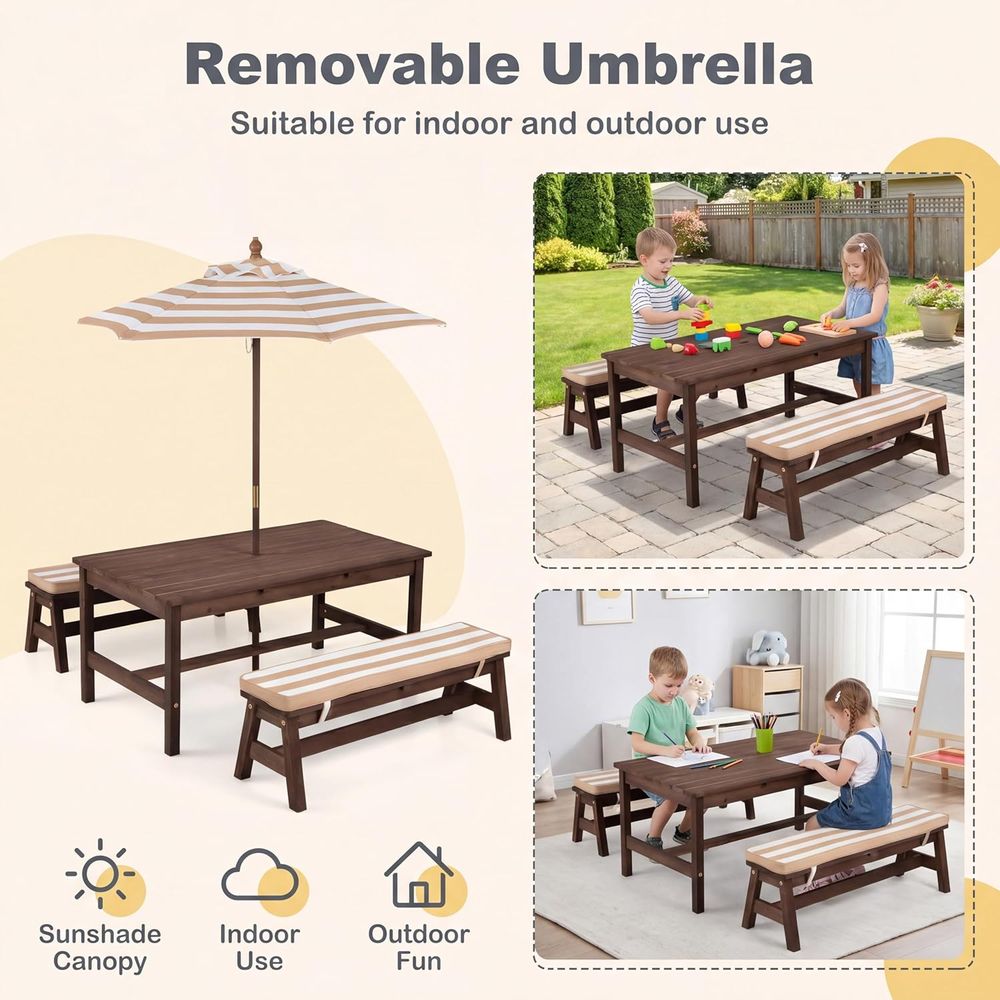 Çocuk Piknik Masası, Büyük 42“ - Kids Outdoor Table With Umbrella incelemesi ve fiyatı