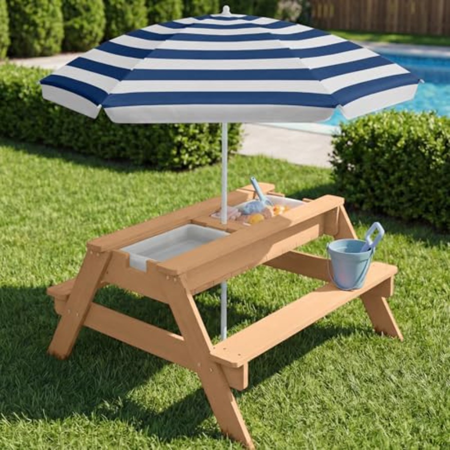 Açık hava çocuk piknik masası, - Kids Outdoor Table With Umbrella incelemesi ve fiyatı