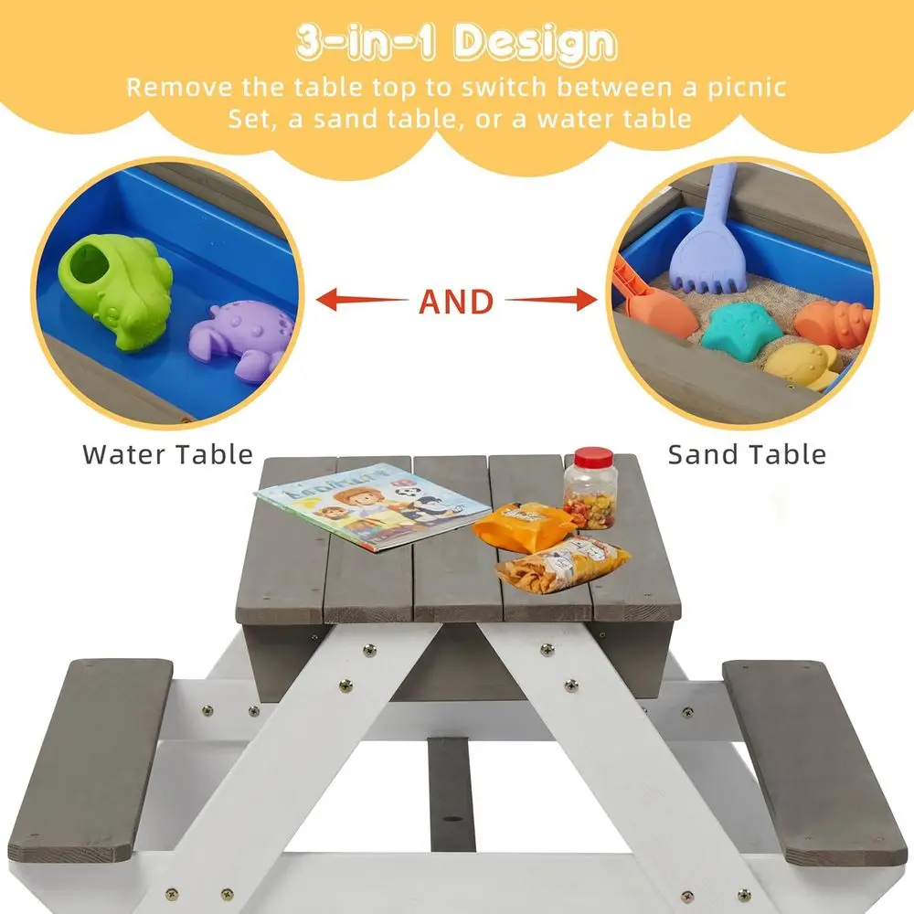 Çocuklar için 3'ü 1 Arada Ahşa - Kids Outdoor Table With Umbrella incelemesi ve fiyatı