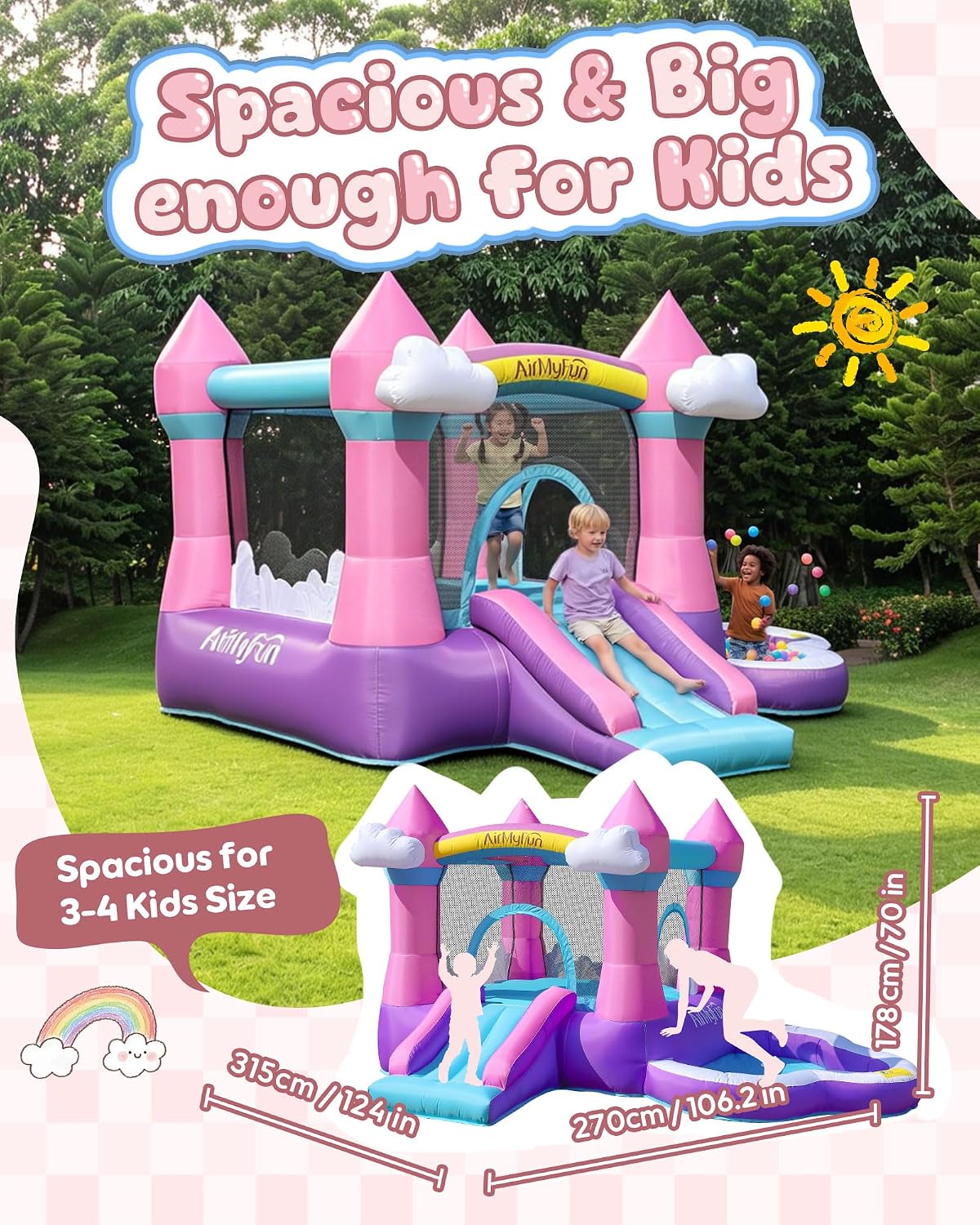 3-8 Yaş Çocuklar İçin Pembe İç - Kids Outdoor Inflatable incelemesi ve fiyatı