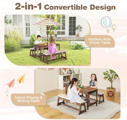 Çocuk Piknik Masası, Çıkarılab - Kids Outdoor Table With Umbrella incelemesi ve fiyatı