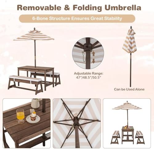 Çocuk Piknik Masası, Çıkarılab - Kids Outdoor Table With Umbrella incelemesi ve fiyatı