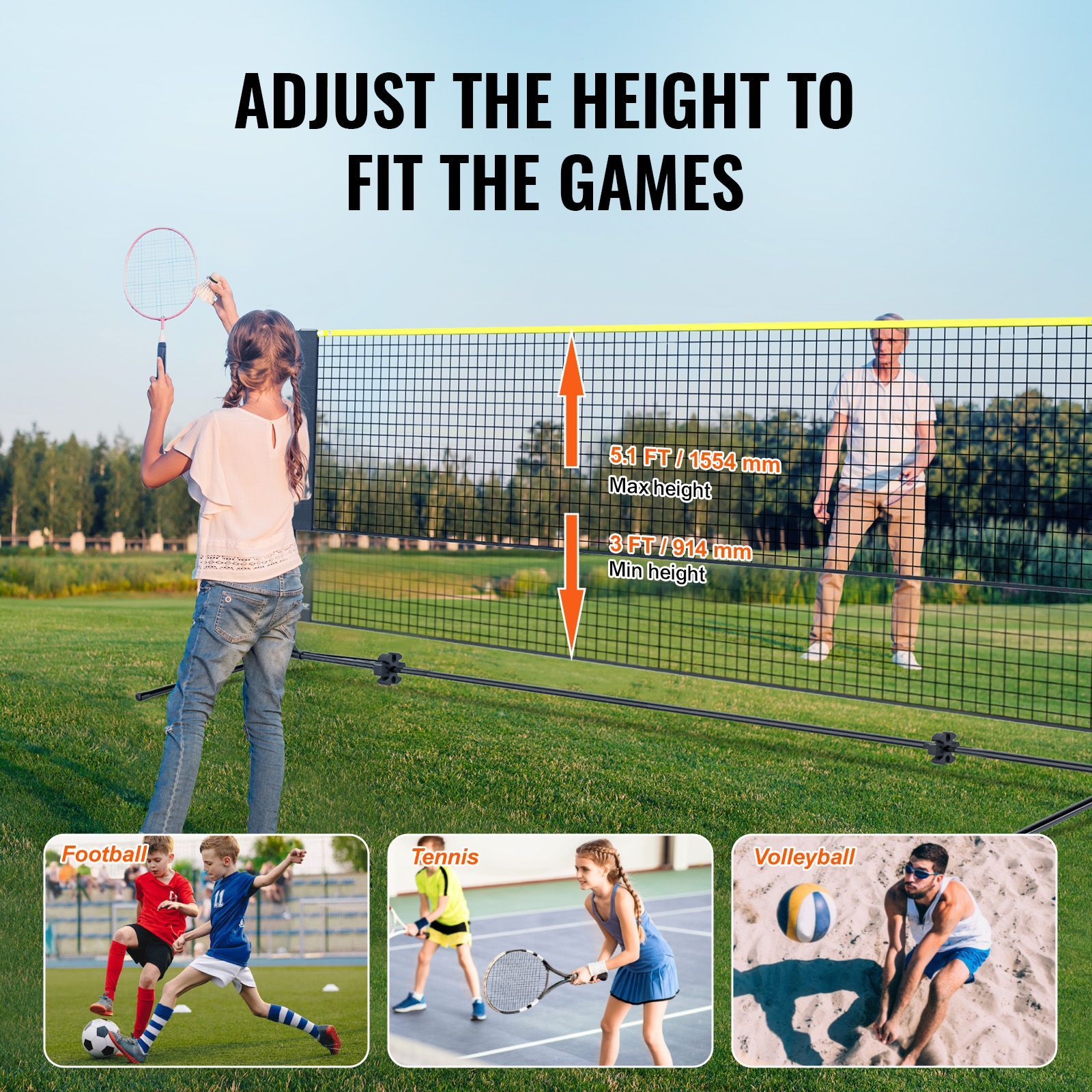 Badminton Filesi, Yüksekliği A - Kids Outdoor Volleyball Net incelemesi ve fiyatı