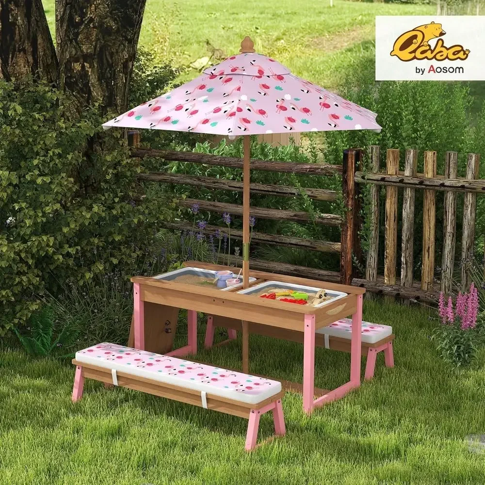 Şemsiye, Minderler ve Saklama  - Kids Outdoor Table With Umbrella incelemesi ve fiyatı