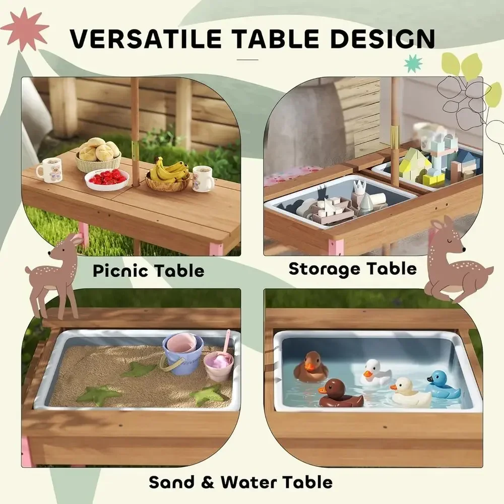 Şemsiye, Minderler ve Saklama  - Kids Outdoor Table With Umbrella incelemesi ve fiyatı