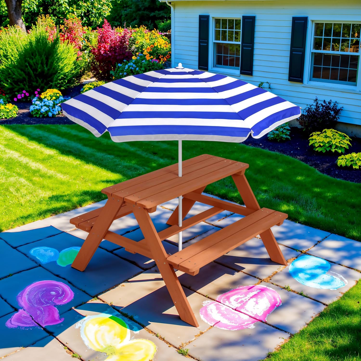 Ahşap Çocuk Piknik Masası ve Ş - Kids Outdoor Table With Umbrella incelemesi ve fiyatı