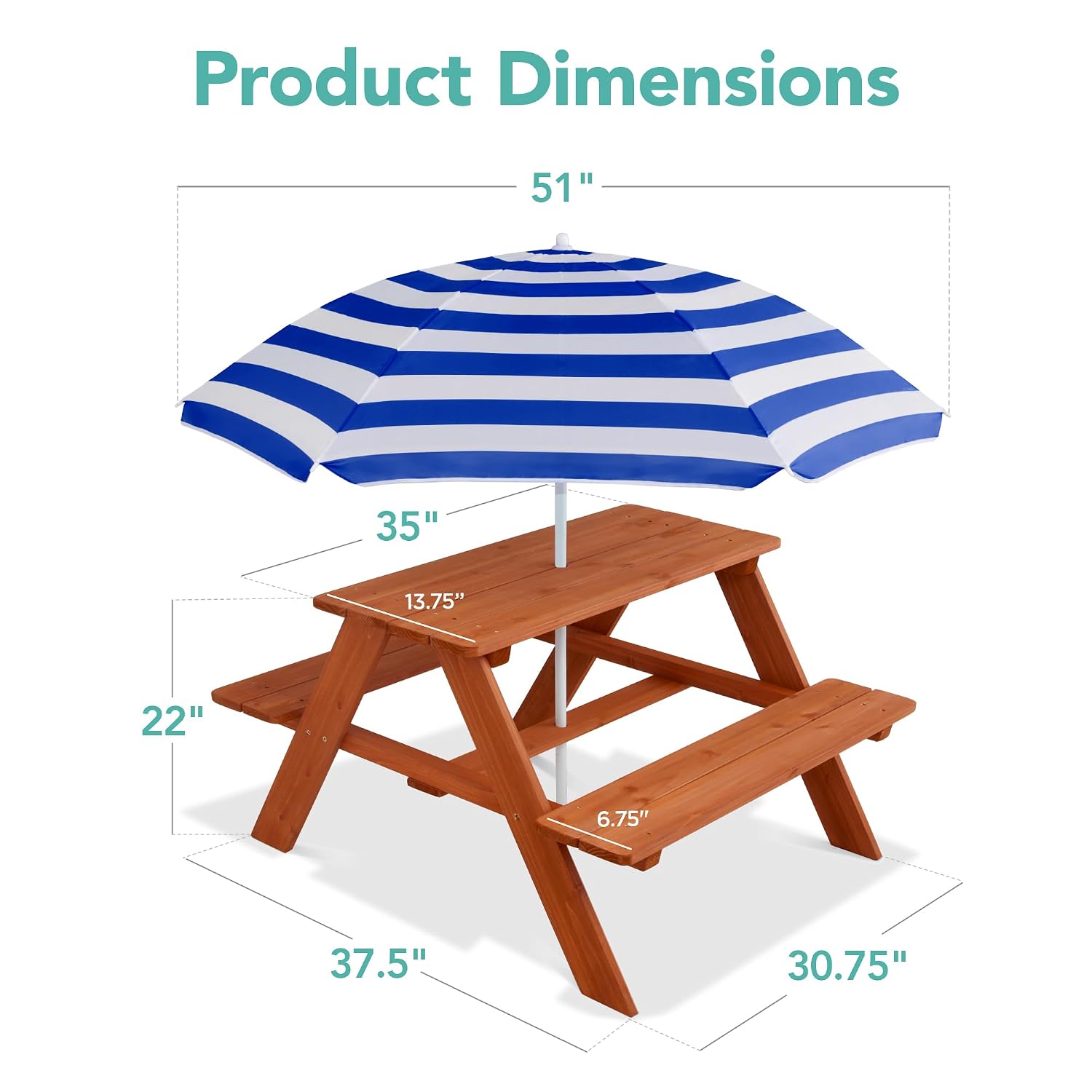 Ahşap Çocuk Piknik Masası ve Ş - Kids Outdoor Table With Umbrella incelemesi ve fiyatı