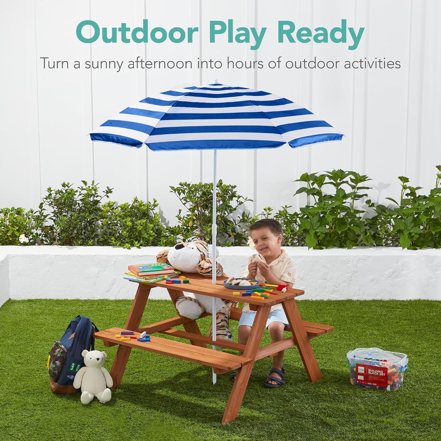 Ahşap Çocuk Piknik Masası ve Ş - Kids Outdoor Table With Umbrella incelemesi ve fiyatı